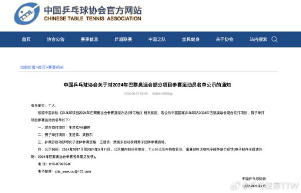 J9九游会中国队巴黎奥运混双奥运名单为王楚钦/孙颖莎-九游会(中国区)集团官方网站